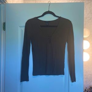 Forever 21 medium army green long sleeve ribbed top